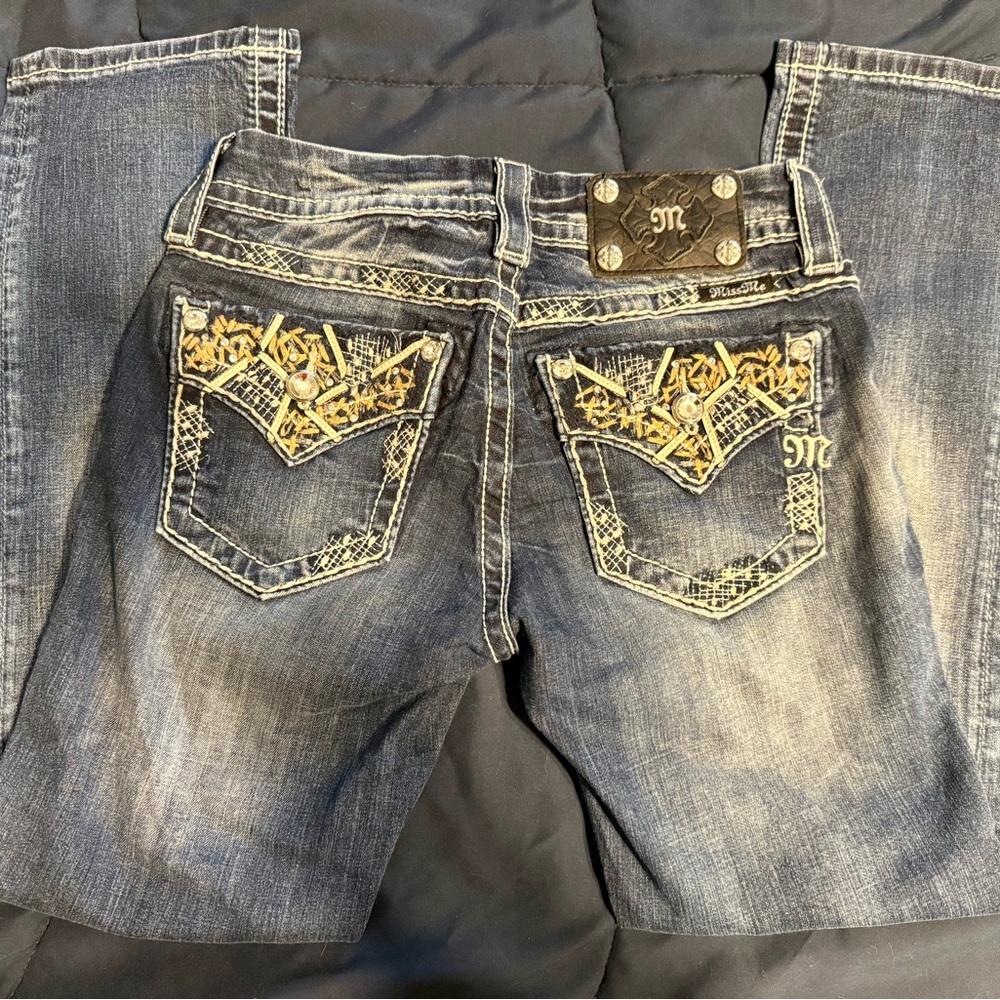 Miss Me Dark Blue Women’s Denim Jeans Low Rise Stretch - Picture 3 of 5